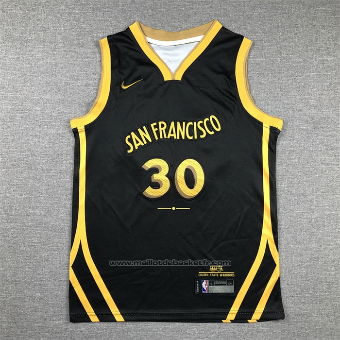 Maillot Enfant Golden State Warriors Stephen Curry #30 Ville 2023-24 Noir